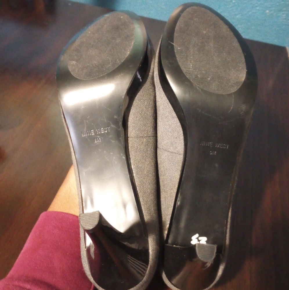 Nine West WOS 4"Heels Pumps WISE UP 2 sz 9M Gray Tweed Slip-On Classy Work Dress - Picture 11 of 14